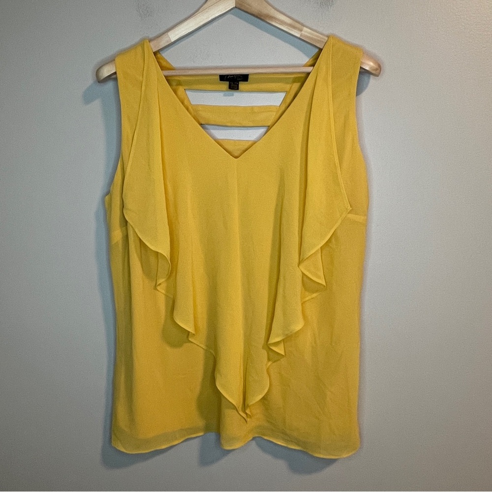 Thalia Sodi Yellow Asymmetrical Ruffled Tank Top